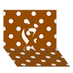 Polka Dots - White on Brown Ribbon 3D Greeting Card (7x5)