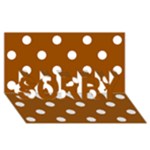 Polka Dots - White on Brown SORRY 3D Greeting Card (8x4)