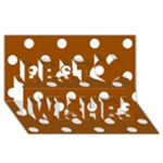 Polka Dots - White on Brown Best Wish 3D Greeting Card (8x4)