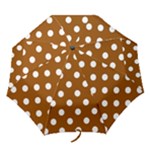 Polka Dots - White on Brown Folding Umbrella