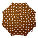 Polka Dots - White on Brown Hook Handle Umbrella (Medium)