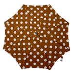 Polka Dots - White on Brown Hook Handle Umbrella (Large)