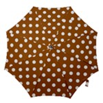 Polka Dots - White on Brown Hook Handle Umbrella (Small)