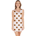 Polka Dots - Brown on White Bodycon Dress