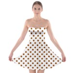 Polka Dots - Brown on White Strapless Bra Top Dress