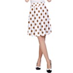 Polka Dots - Brown on White A-Line Skirt