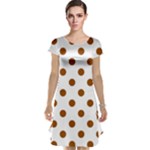 Polka Dots - Brown on White Cap Sleeve Nightdress