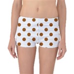 Polka Dots - Brown on White Boyleg Bikini Bottoms