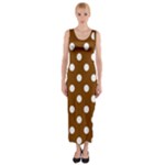 Polka Dots - White on Chocolate Brown Fitted Maxi Dress