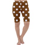 Polka Dots - White on Chocolate Brown Cropped Leggings