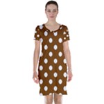 Polka Dots - White on Chocolate Brown Short Sleeve Nightdress