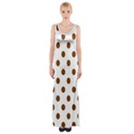 Polka Dots - Chocolate Brown on White Maxi Thigh Split Dress