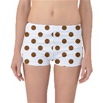 Polka Dots - Chocolate Brown on White Boyleg Bikini Bottoms