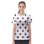 Polka Dots - Auburn Brown on White Women s Sport Mesh Tee