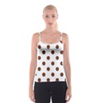 Polka Dots - Auburn Brown on White Spaghetti Strap Top