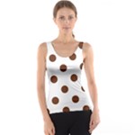 Polka Dots - Auburn Brown on White Tank Top