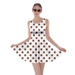 Polka Dots - Auburn Brown on White Skater Dress