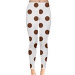 Polka Dots - Auburn Brown on White Women s Leggings