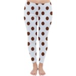 Polka Dots - Auburn Brown on White Winter Leggings