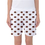 Polka Dots - Auburn Brown on White Women s Basketball Shorts