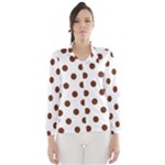 Polka Dots - Auburn Brown on White Wind Breaker (Women)