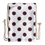 Polka Dots - Dark Sienna Brown on White Drawstring Bag (Large)