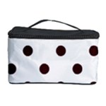 Polka Dots - Dark Sienna Brown on White Cosmetic Storage Case