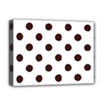 Polka Dots - Dark Sienna Brown on White Deluxe Canvas 16  x 12  (Stretched)