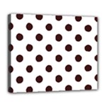 Polka Dots - Dark Sienna Brown on White Deluxe Canvas 24  x 20  (Stretched)