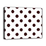 Polka Dots - Dark Sienna Brown on White Canvas 14  x 11  (Stretched)