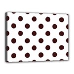 Polka Dots - Dark Sienna Brown on White Canvas 16  x 12  (Stretched)