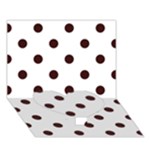 Polka Dots - Dark Sienna Brown on White Heart Bottom 3D Greeting Card (7x5)