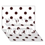 Polka Dots - Dark Sienna Brown on White YOU ARE INVITED 3D Greeting Card (7x5)