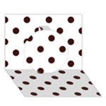 Polka Dots - Dark Sienna Brown on White Circle 3D Greeting Card (7x5)