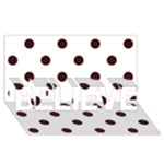 Polka Dots - Dark Sienna Brown on White BELIEVE 3D Greeting Card (8x4)