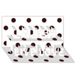 Polka Dots - Dark Sienna Brown on White Laugh Live Love 3D Greeting Card (8x4)