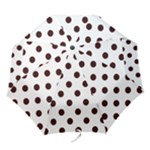 Polka Dots - Dark Sienna Brown on White Folding Umbrella