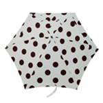 Polka Dots - Dark Sienna Brown on White Mini Umbrella