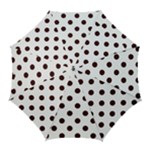 Polka Dots - Dark Sienna Brown on White Golf Umbrella