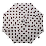 Polka Dots - Dark Sienna Brown on White Hook Handle Umbrella (Medium)