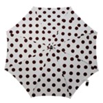 Polka Dots - Dark Sienna Brown on White Hook Handle Umbrella (Small)