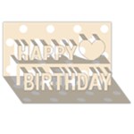 Polka Dots - White on Champagne Orange Happy Birthday 3D Greeting Card (8x4)