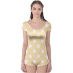 Polka Dots - White on Peach Orange Boyleg Leotard (Ladies)