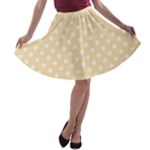 Polka Dots - White on Peach Orange A-line Skater Skirt