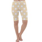 Polka Dots - White on Peach Orange Cropped Leggings