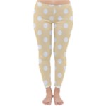 Polka Dots - White on Peach Orange Winter Leggings