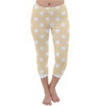 Polka Dots - White on Peach Orange Capri Winter Leggings