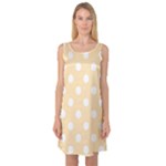 Polka Dots - White on Peach Orange Sleeveless Satin Nightdress