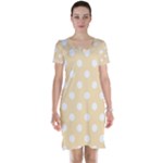 Polka Dots - White on Peach Orange Short Sleeve Nightdress