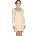 Polka Dots - White on Peach Orange Long Sleeve Nightdress